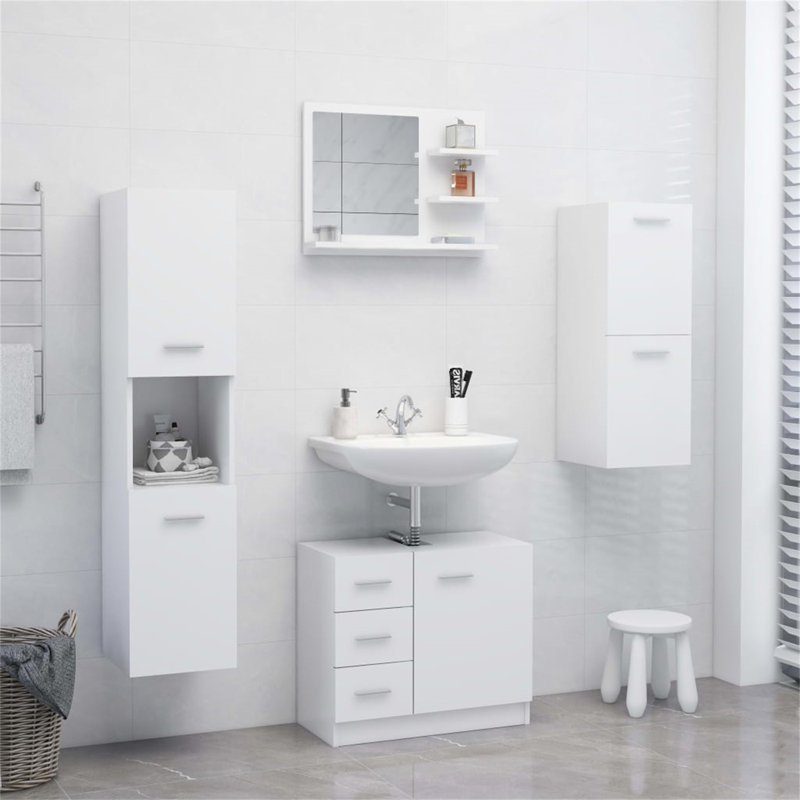 Adji Flat Mirror with Shelves, 45cm x 60cm, White