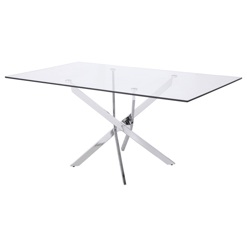Freidin X-Shaped Dining Table Chrome And Clear