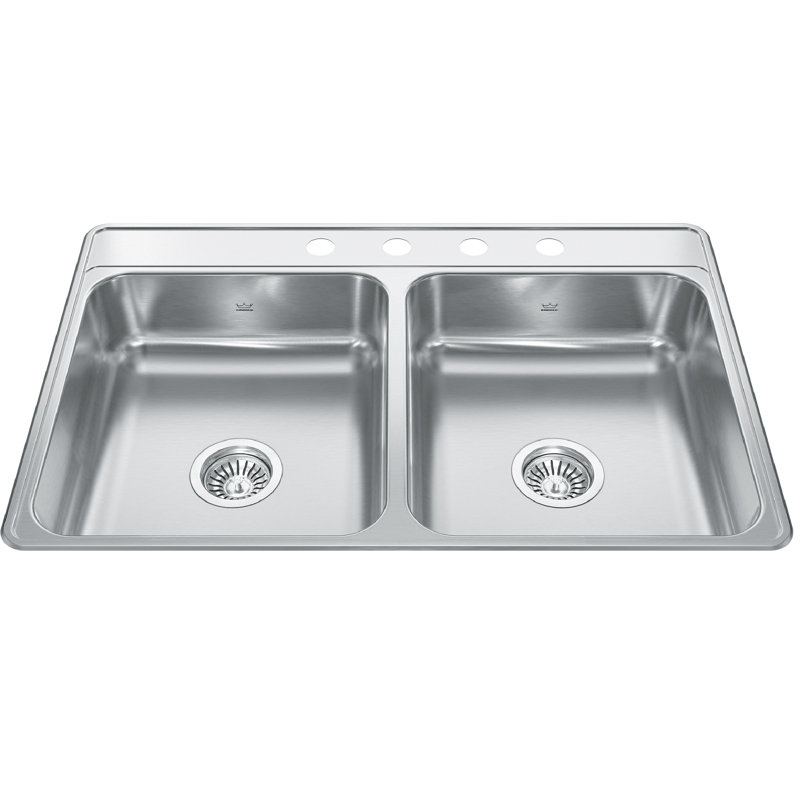 Creemore 33'' L Drop In Double Bowl Stainless Steel Kitchen Sink