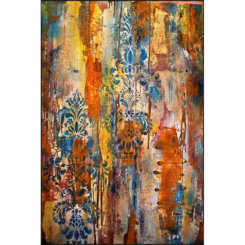 Multi Color Pattern Modern Pattern Woven Base and Decorative Washable Area Rug, Rectangle 4'7" x 6'7"