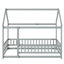 Lit simple en bois avec structure de toit, garde-corps de sécurité, gris-1740957178-1740957179
