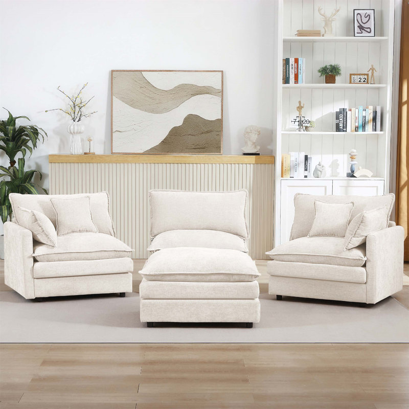 Canapé modulaire modulaire avec repose-pieds mobile, divans en nuage confortables pour le salon, combinaison de bricolage pour des aménagements flexibles