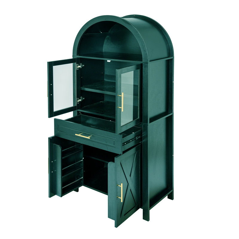 Grand garde-manger arqué avec tablettes réglables, Vert