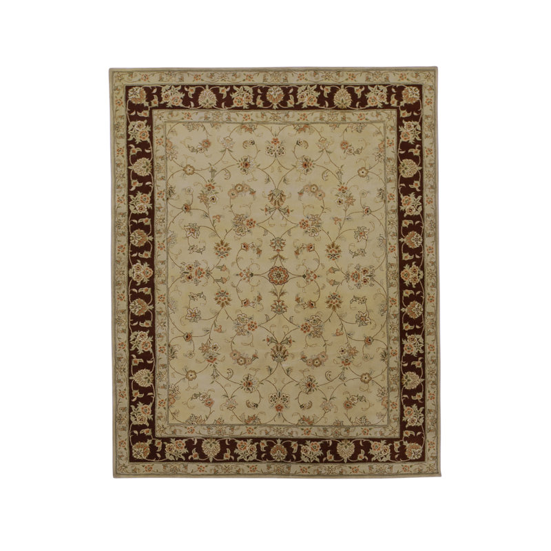 Tapis ivoire et brun noué à la main de haute qualité