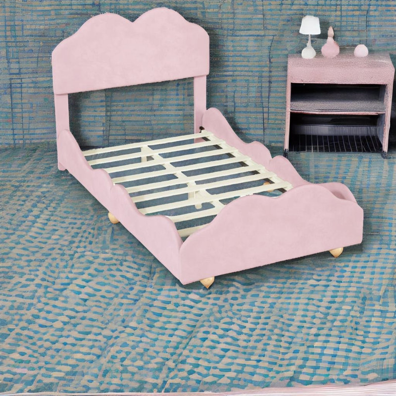 Lit plateforme 39,5 po Naylani, Double, Rose clair