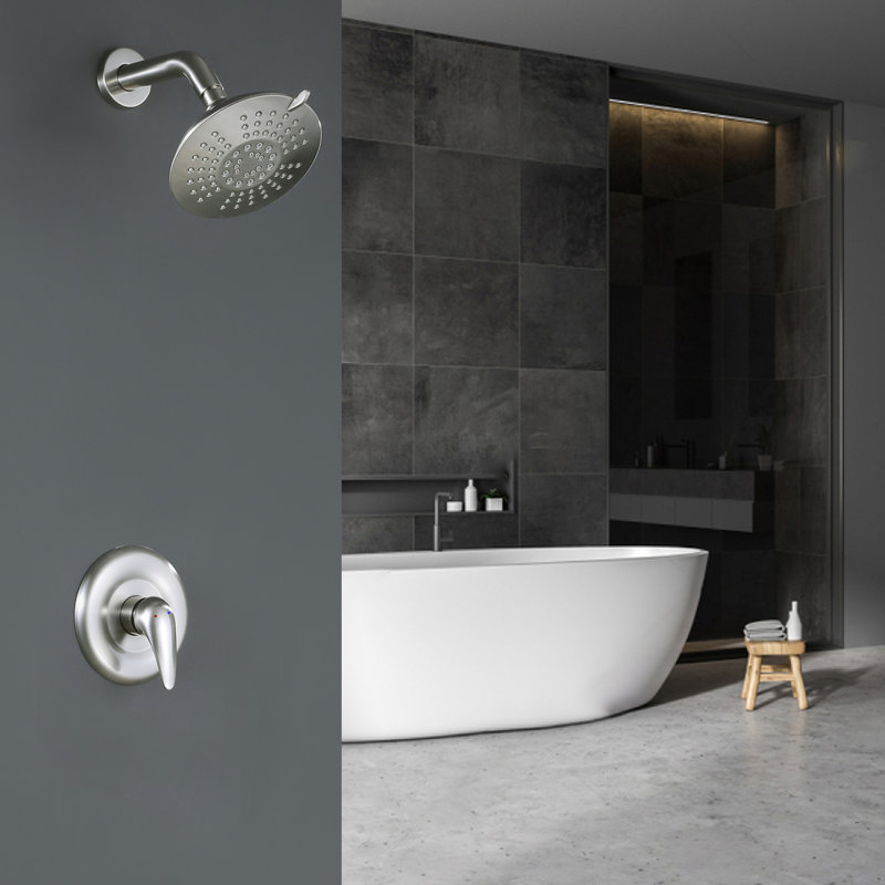  6" Wall Mounted Shower Faucet with Pressure Balanced Valve, Brushed Nickel