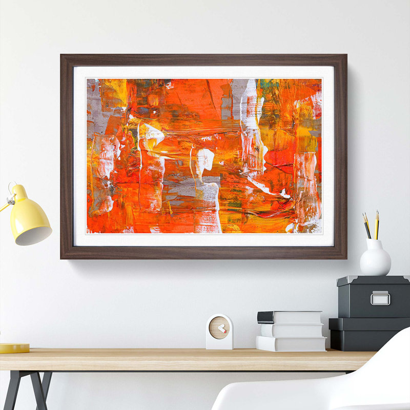 Abstract Art Painting Vol.252 by S.Johnson - Picture Frame Painting Print, 48cm H x 65cm W x 2cm D, Walnut Framed