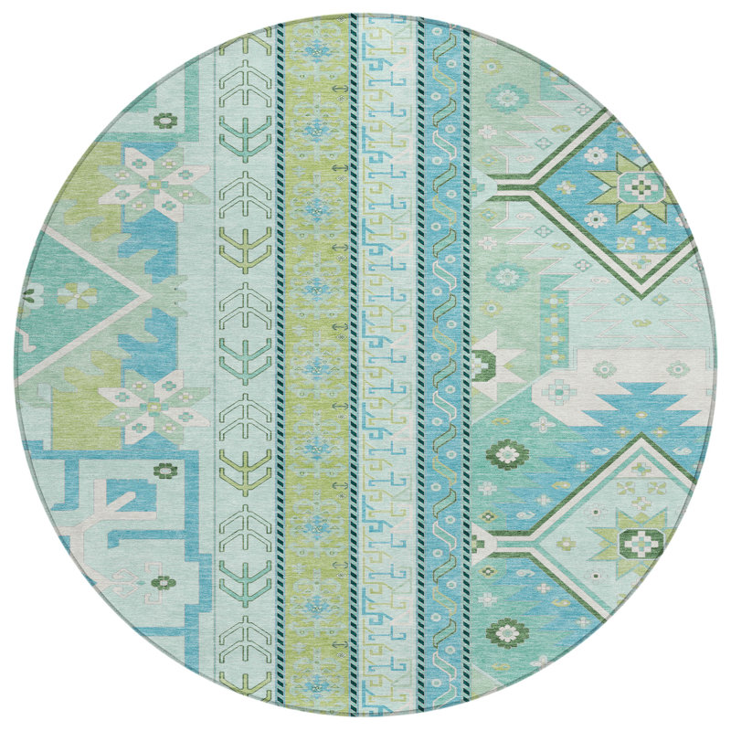 Tapis menthe intérieur / extérieur lavable à la machine ACN1015, Rond 8 pi