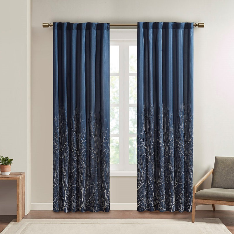 Curtain Panel(Only 1 Pc Panel), White/Blue