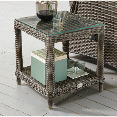 Kinney Square Glass Metal Outdoor Side Table - 46 cm W 46 cm D