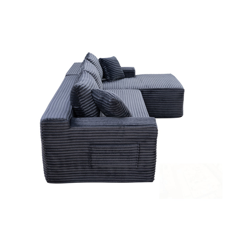 Cloud Modular Sectional Sofa Couch with L-Shape Chaise, Gray
