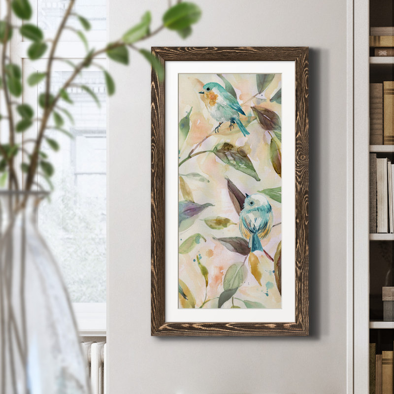 Bird Sanctuary II - peinture sur toile encadrée, Noyer