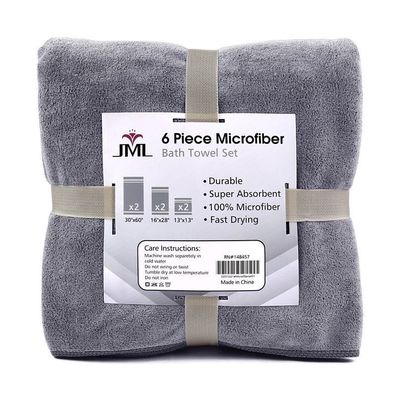 Ensemble de 6 serviettes en microfibre Claireville, gris