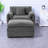 Space-saving Chenille Recliner With Ottoman, Modern Style For Home