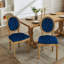 Ensemble de 2 chaises de salle à manger style français avec cadre en bois massif, cuir artificiel velours bouclé avec garniture cloutée, intérieur à ressorts en acier, ensemble de 2-708199794