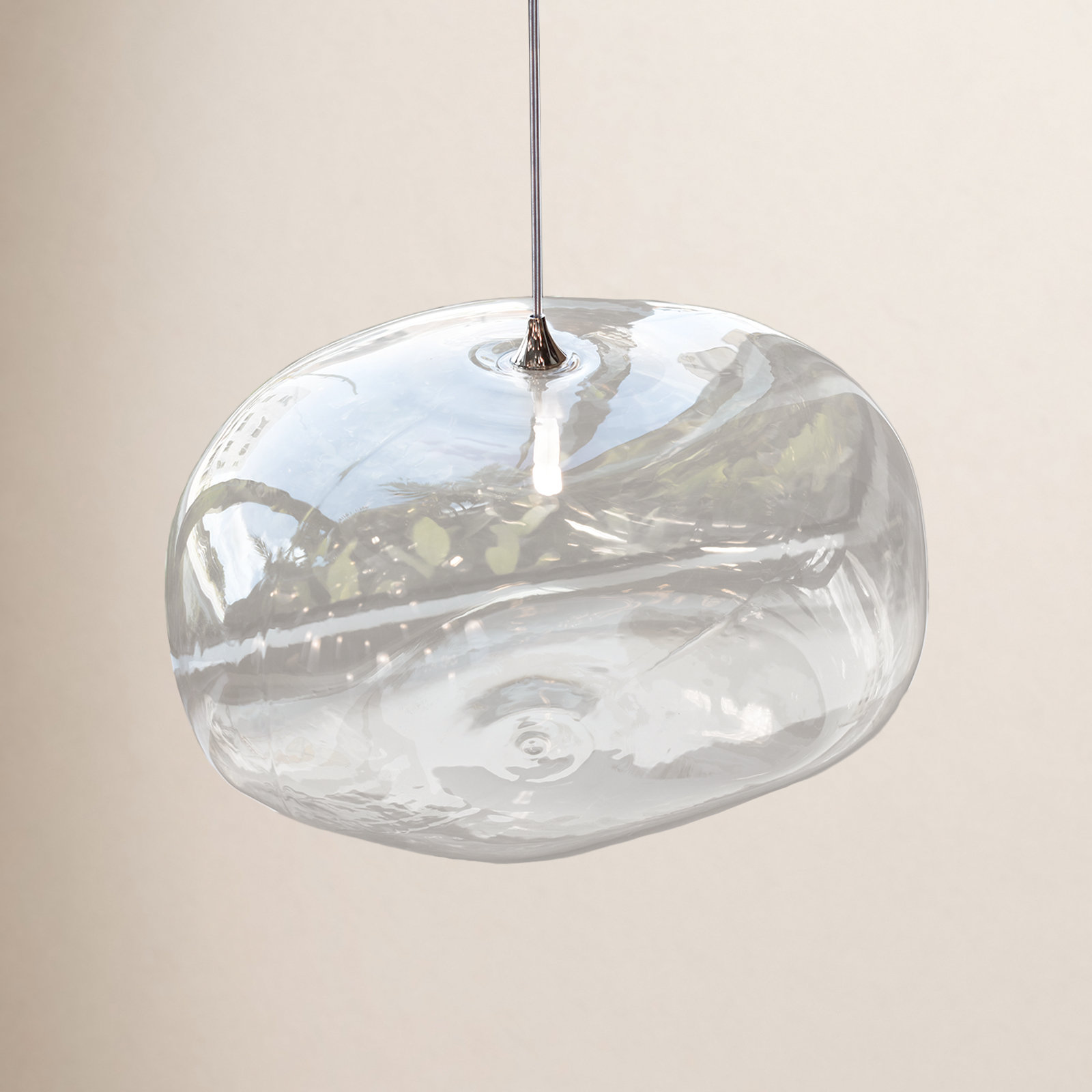 Kloud 1 - Light Single Globe Pendant, Black, Clear, 8" H x 14.6" W x 12" D