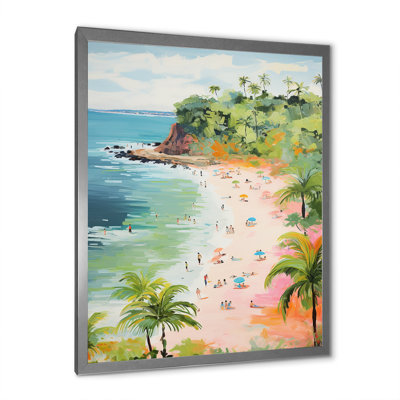Scène de plage côtière, paradis en couleur pastel IV - plage, art mural