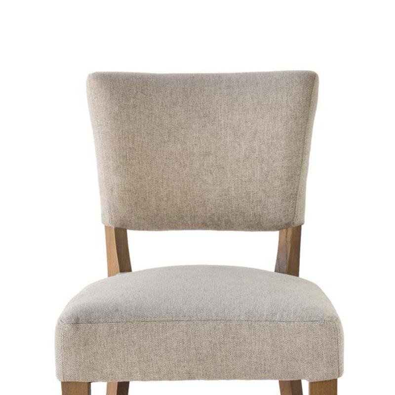 Ryna Barstool Chair, Plush Light Gray Fabric, Solid Wood, Oak Brown