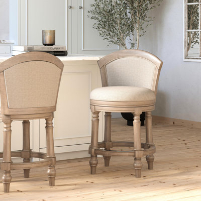 Tabouret de bar à hauteur de comptoir avec pivotement de 180 degrés, 26 po, dossier rembourré, gris, beige, assise confortable, assemblage facile, tabouret de 26 po à structure solide, fonction pivotante, design, siège rembourré