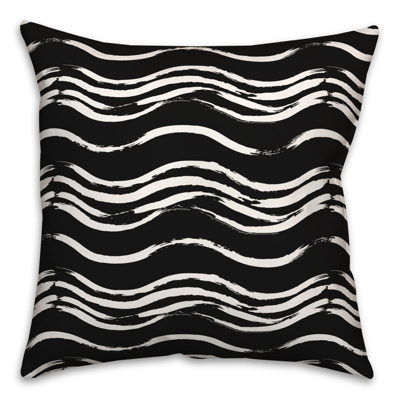 Coussin extérieur Black Waves, H 18 po x l 18 po, Noir