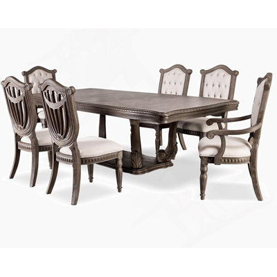 Ensemble de salle à manger 7 pièces, table de salle à manger avec 4 chaises d'appoint et 2 fauteuils