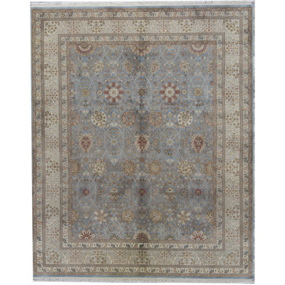 Tapis gris de haute qualité noué à la main