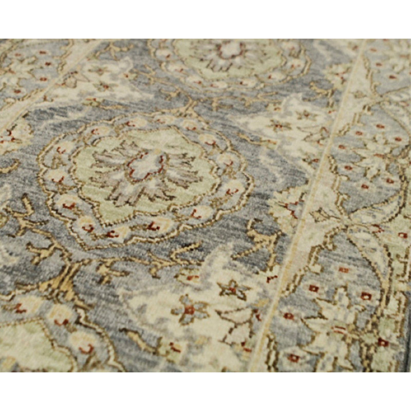 Tapis de couloir ivoire / bleu clair noué à la main Ziegler 3000