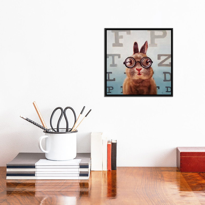 «Four Eyes», art sur toile, H 18 po x l 18 po x P 1,5 po, Toile avec cadre noir, Pas de tapis