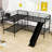 Alfortville Twin Over Twin Metal L-Shaped Bunk Beds with Slide-1387287974