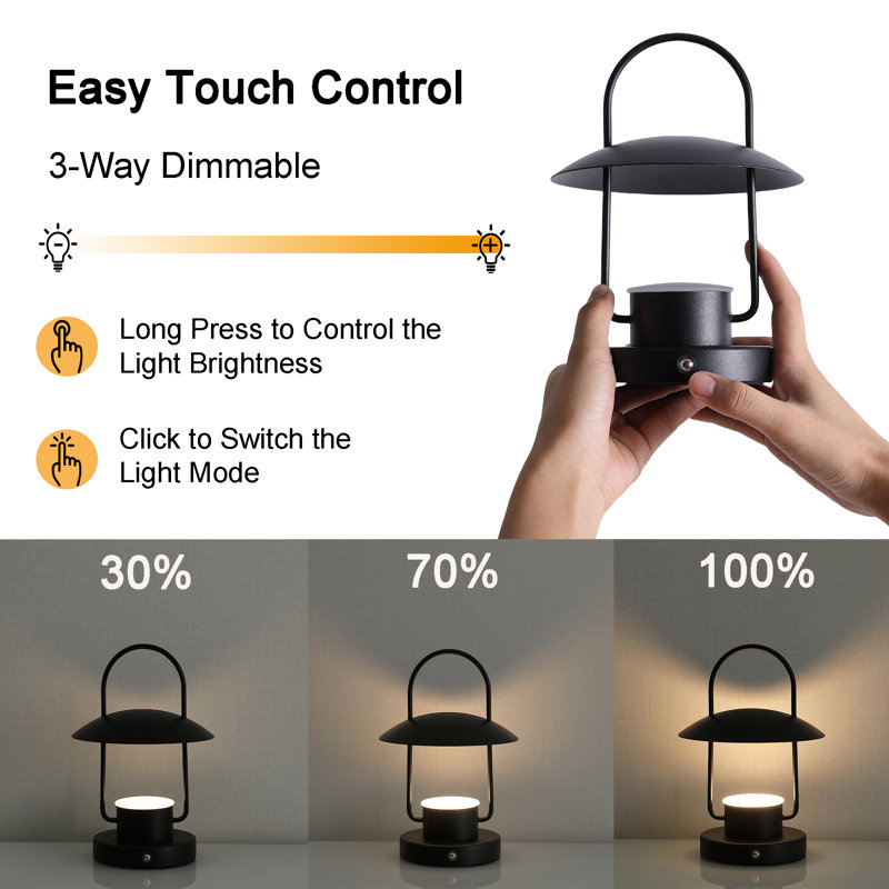 FANHAO Portable LED Modern Table Lamp, 1-Light, Desk Lighting, Touch Control, USB Charging Port