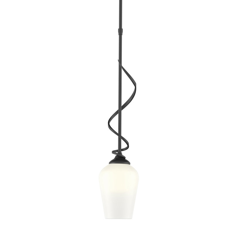 Flora 1 - Light Single Bell Pendant, Opal Glass, Black