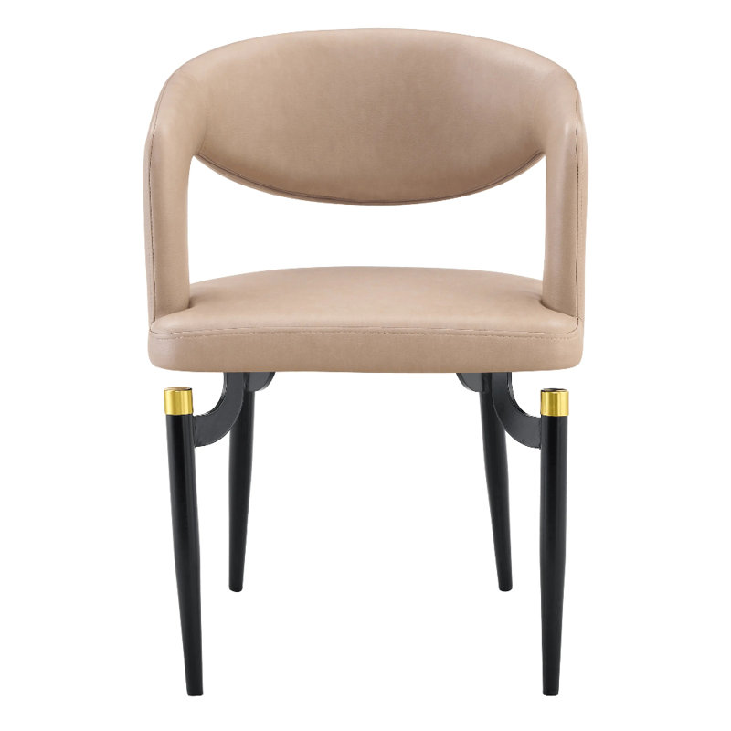 Dixfield Polyurethane Metal Upholstered Back Side Chair, Taupe, 1