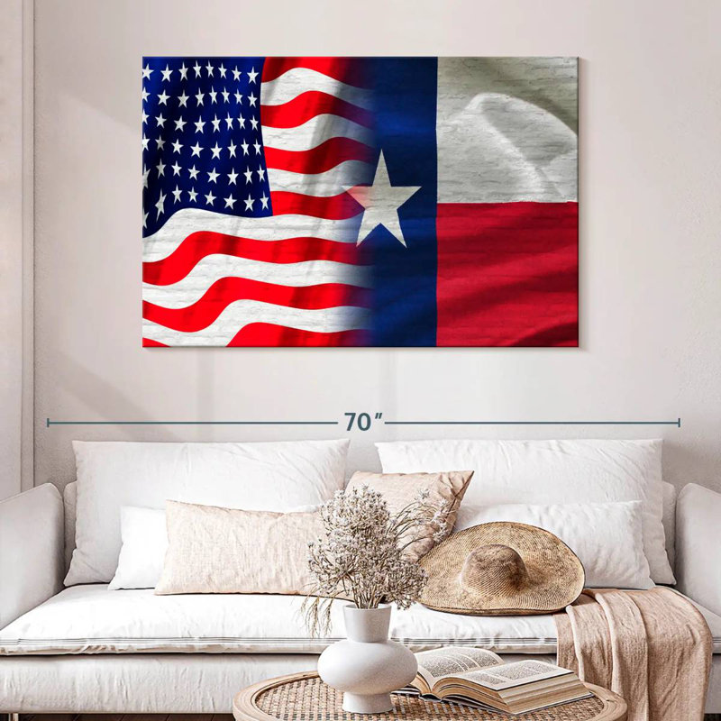 Borges US And Texas Flag, 32" H x 48" W