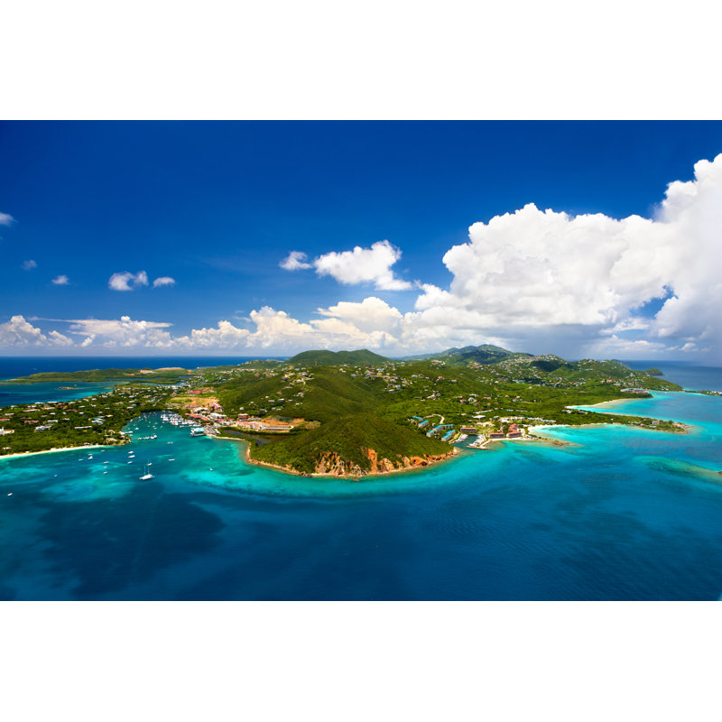 Aerial Shot Of Red Hook, St. Thomas, US Virgin Islands - No Frame Print on Canvas, 81cm H x 122cm W