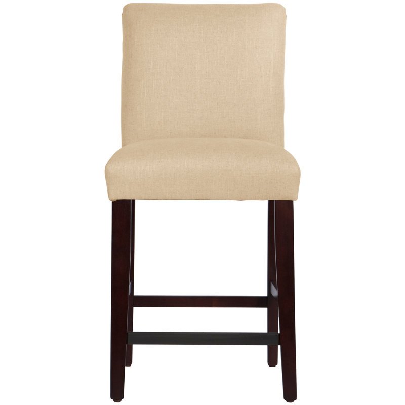 Tabouret de bar et de comptoir Hadrien, Tabouret de comptoir (siège d'une hauteur de 26 p, Espresso, Classic Sandstone Linen