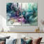 Green Purple Marbled Symphony - Modern Canvas Wall Art-114713642-114713643-114713645