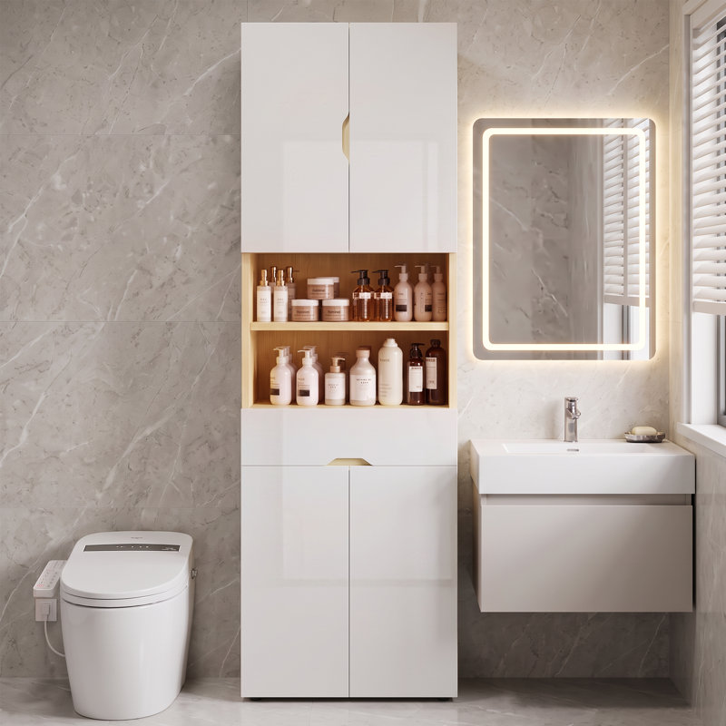 Freestanding 60cm W Bathroom Storage Cabinet, Light Oak