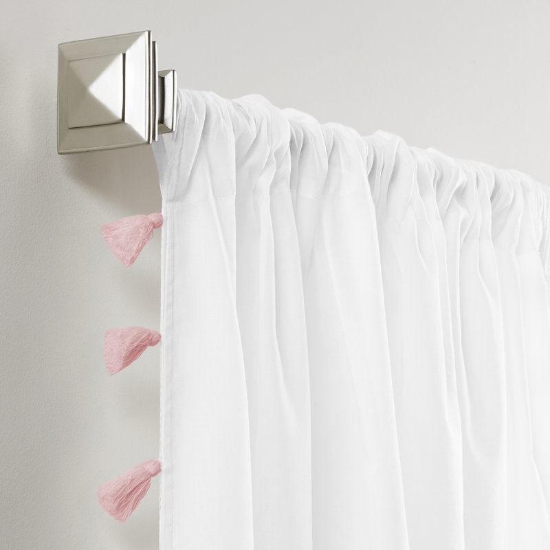 Panneau de rideau simple semi-transparent 100 % coton avec passe-tringle Brackett, Rosé