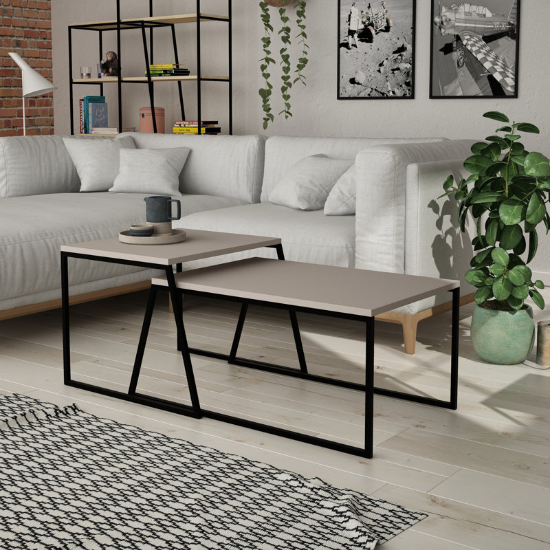 Ensemble de tables basses gigognes Linn, Moka clair