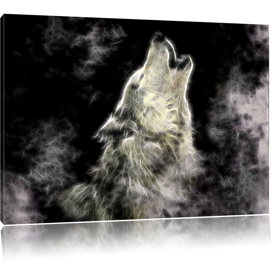 Leinwandbild ,,Heulender Wolf Kunst Deluxe", Grafikdruck