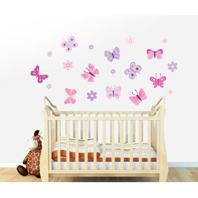 Décalcomanie murale papillon et fleur