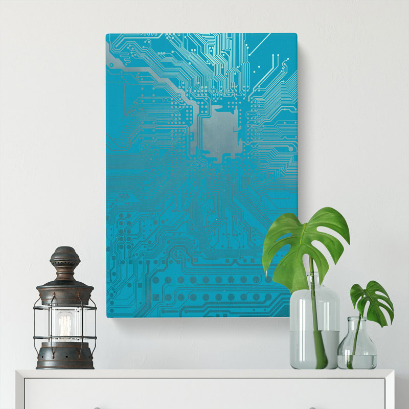 Blue Twilight Circuits - Wrapped Canvas, 91cm H x 60cm W x 3cm D