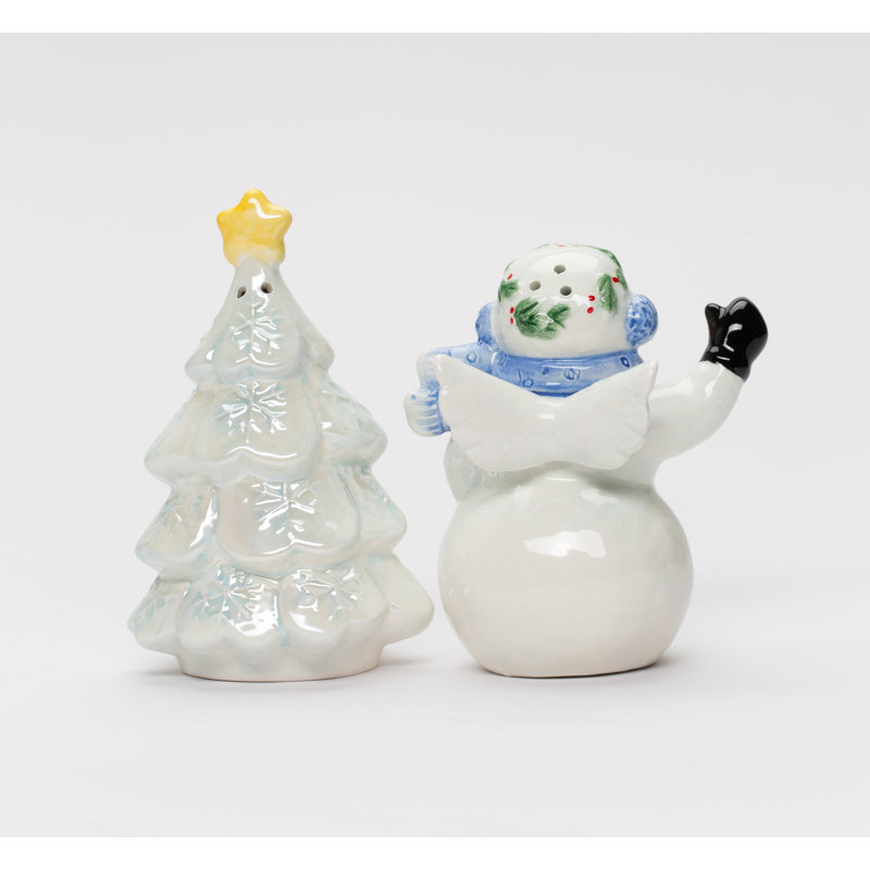 Ensemble de sel et poivre bonhomme de neige avec arbre de Noël Cosmos