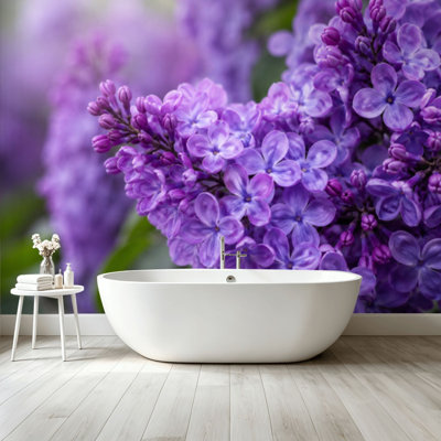 Papier peint adhésif pelez et collez fleurs lilas auto-adhésif et amovible