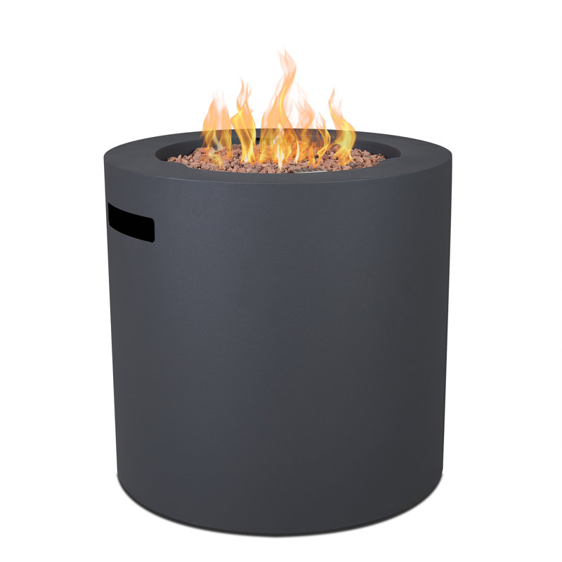 Aegean 24" Round Steel Propane Fire Pit Table with Hidden Tank Storage by Real Flame, Weathered Slate