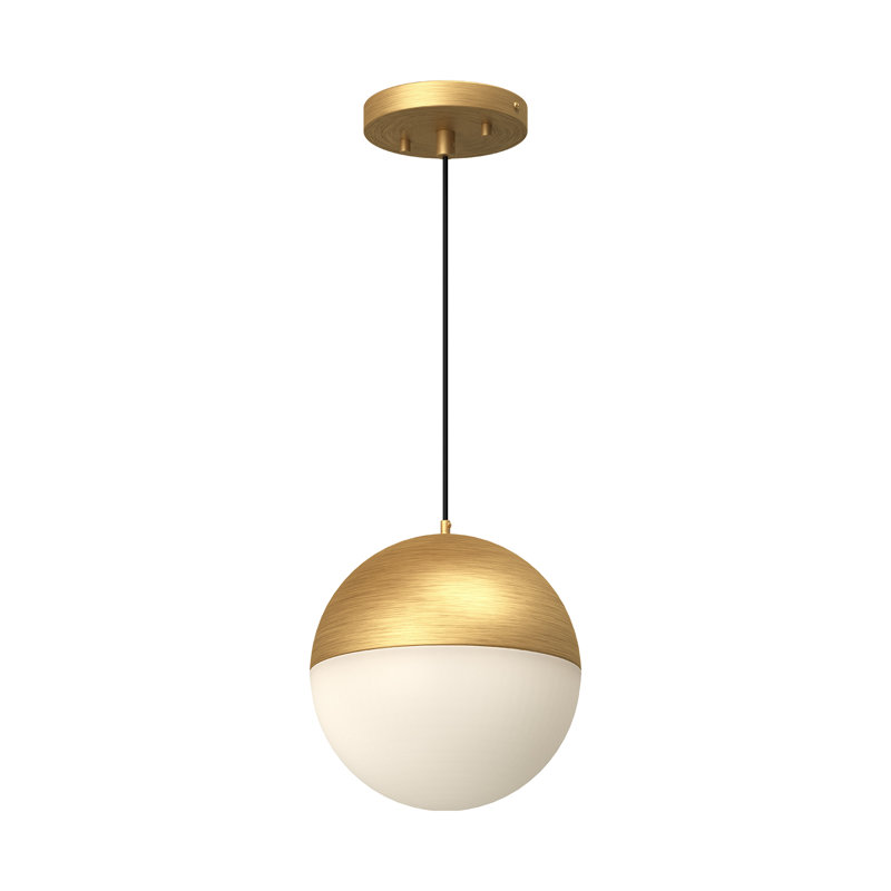 Luminaire suspendu sphère 1 lumière Monae, H 8,88 po x l 7,88 po x P 7,88 po, Or brossé
