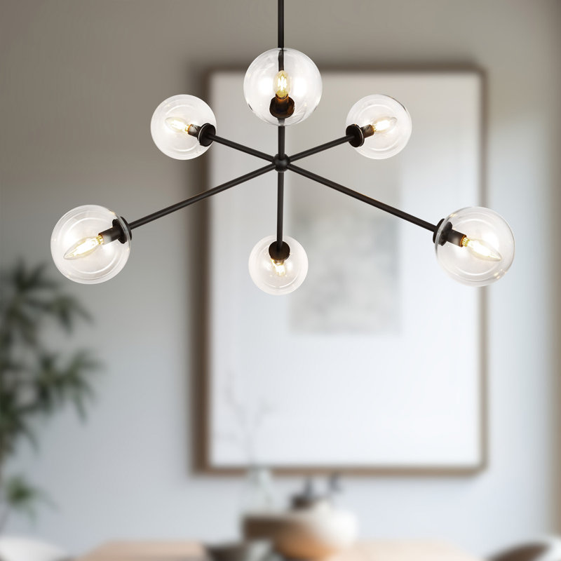 Lustre moderne 40 lumières 6 lumières Learco, Noir mat