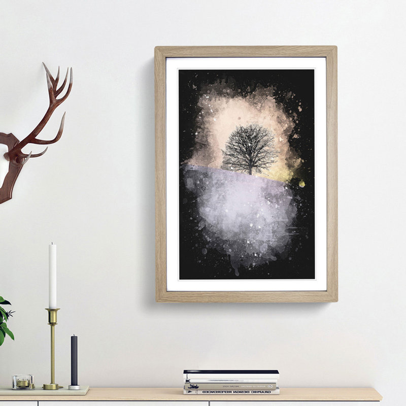 A Winter Tree at Sunset - Framed Print, 33cm H x 24cm W x 2cm D, Oak Framed