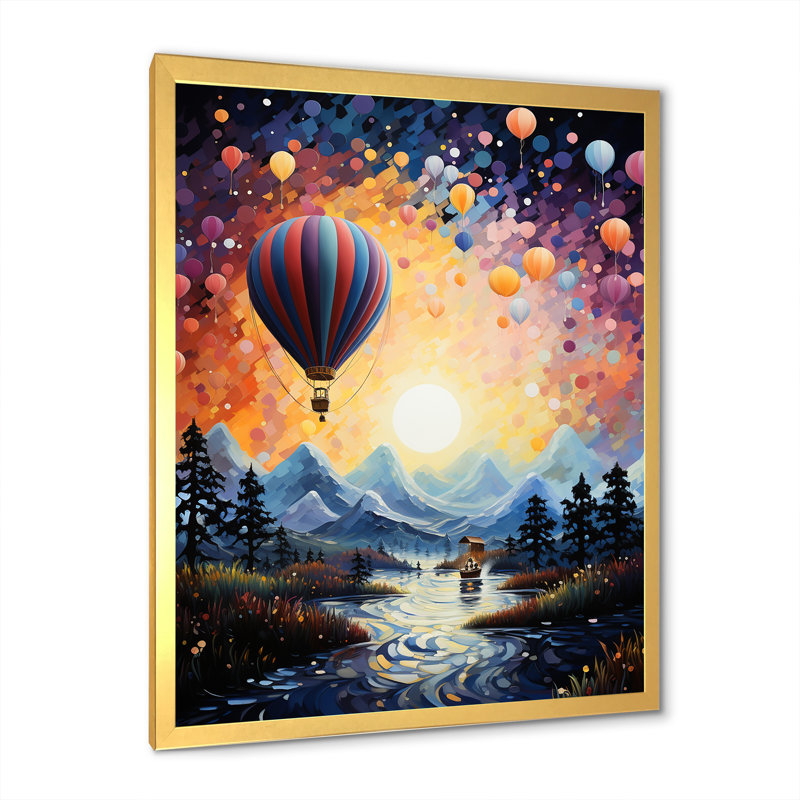 Montgolfière Heavenly Bliss I, Encadrement doré, H 44 po x l 34 po x P 1,5 po