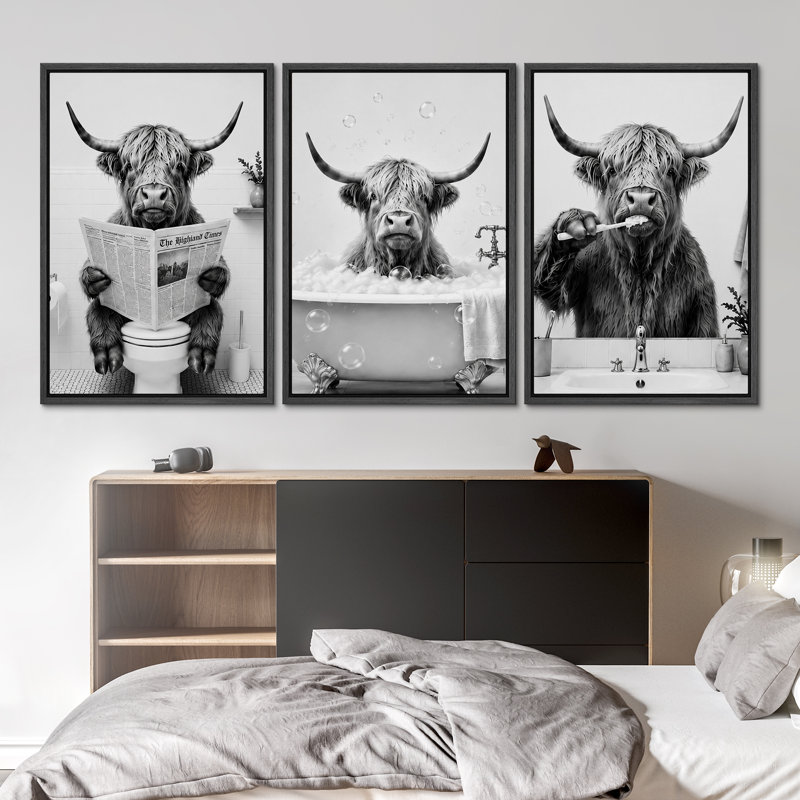 Highland Cow, Black, 24" H x 16" W